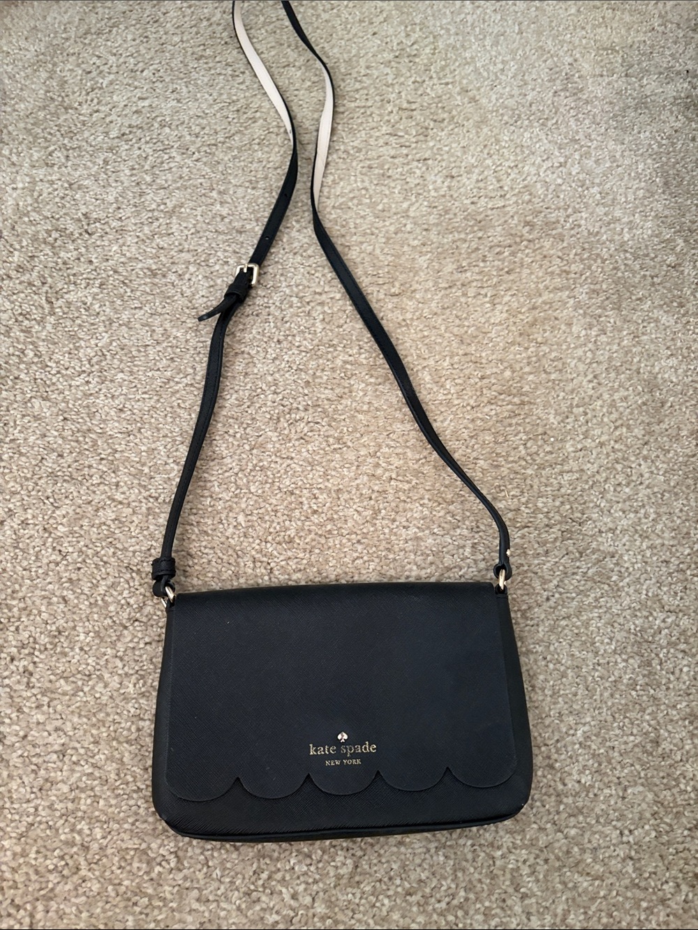 kate spade Black Scallop-Edge Crossbody Bag